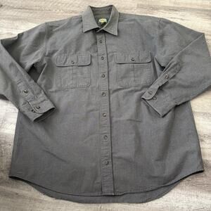 Cabelas Heavyweight Utility Shirt Mens XLT Tall Gray Button Up Pockets Cotton